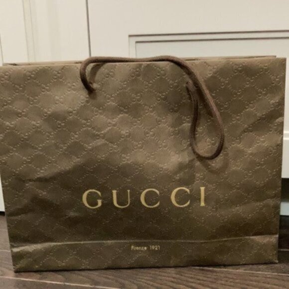 Gucci Brown  Embossed Paper Bag - Picture 2 of 3